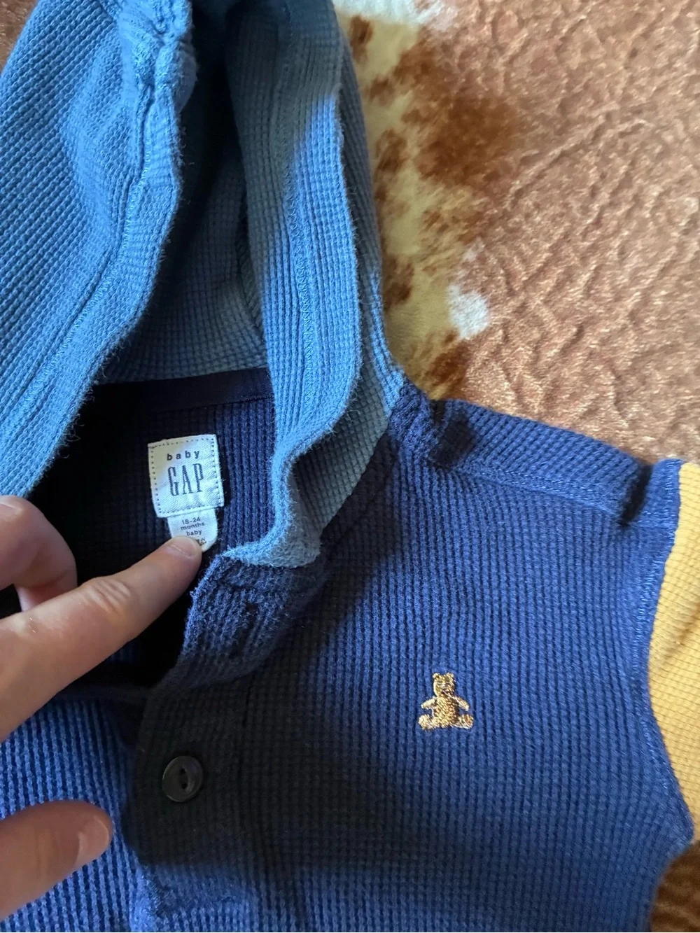 GAP Navy One-Piece Bodysuit with Purple and Yellow Sleeves